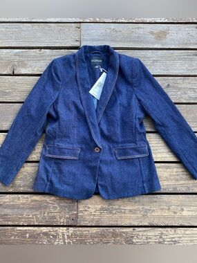 Wildfang the essential denim tux blazer indigo